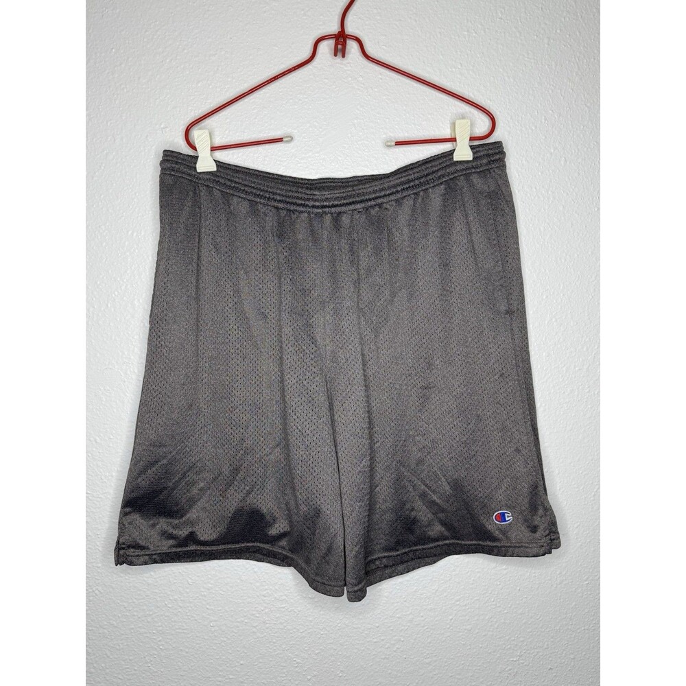 Vintage Champion Short Mens XL Gray Faded Mesh Basketball Activewear Sports